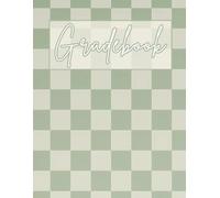 Large Grid Teacher Gradebook • Record, Attendance, Grade Book for Elementary, Middle, or High School Teachers • Large Print Squares (Green Checker): 8.5" x 11"
