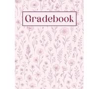 Large Grid Teacher Gradebook • Record, Attendance, Grade Book for Elementary, Middle, or High School Teachers • Large Print Squares (Pink Floral): 8.5" x 11"