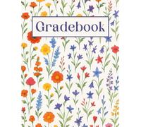 Large Grid Teacher Gradebook • Record, Attendance, Grade Book for Elementary, Middle, or High School Teachers • Large Print Squares (Floral): 8.5" x 11"