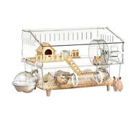 Large Hamster Cage, Enrichment Detachable Crate, 17.7x11.8x13.5 Pet Mouse Cage with Ventilated Design, Small Animal Habitat Frame, Play Home with Removable Accessories, for Outdoor Travel Pet House