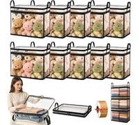 Large Heavy-Duty Thick Plastic Clear Storage Box with Hinged Lid, Extra Large Heavy-Duty Thick Plastic Clear Storage Bag for Clothes, Moving & Storage, Foldable & Dustproof Organization Bins (10pcs)