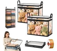 Large Heavy-Duty Thick Plastic Clear Storage Box with Hinged Lid, Extra Large Heavy-Duty Thick Plastic Clear Storage Bag for Clothes, Moving & Storage, Foldable & Dustproof Organization Bins (2pcs)