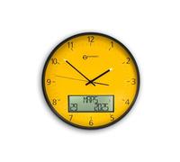 Large Horloge Analogique Murale avec Calendrier Perpétuel - La Viso 60 de Geemarc se Règle Seule à la Bonne Heure - Fort Contraste des Couleurs pour les Malvoyants et Séniors - Jaune