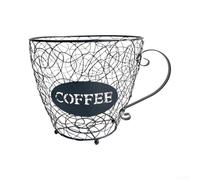 Large Iron Coffee Pod Holder Open Top Basket(Black)