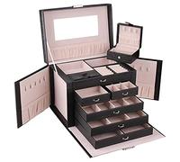 Large Jewellery Box Gift Storage Case for Girls Necklace Watch Display - Gift for Man Women Husband (Black)