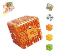 Large Labyrinth 3D Puzzle Maze Cube - Engaging Brain Teaser Toy, 3D Cube Maze Puzzle with Tiny Ball, Spatial Logic Thinking Training Toy, Educational Game for Kids and Teenagers (Orange)