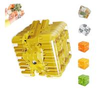 Large Labyrinth 3D Puzzle Maze Cube - Engaging Brain Teaser Toy, 3D Cube Maze Puzzle with Tiny Ball, Spatial Logic Thinking Training Toy, Educational Game for Kids and Teenagers (Yellow)