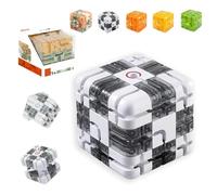 Large Labyrinth 3D Puzzle Maze Cube - Engaging Brain Teaser Toy, 3D Puzzle Maze Cubem, Marble Magic 3x3 Challenge Mazes Ball for Stress Relief, Logic Development(E)