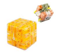 Large Labyrinth 3D Puzzle Maze Cube, Two-in-One Twist Cube Ball Maze Brain Teaser Toy, Stress Relief Fidget Game for Teens and Adults, Logic & Focus Training Gift (E-Yellow)