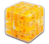 Large Labyrinth Puzzle Maze Cube, Large 3D Labyrinth Cube Puzzle, Engaging Brain Teaser Toy, 3D Maze Magic Cube & Ball, for Logic Development, for Adults Teens (Yellow)