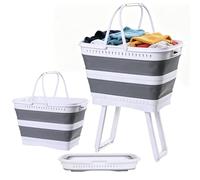 Large Laundry Basket - 26L Elevated Storage Bin for Clothes Organization | Foldable Handle Hamper with Bathroom Bedroom, Kitchen Camping Toys Snacks for Fruit Vegetable Home Use
