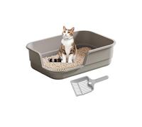 Large Litter Box Semi-Enclosed Easy Clean With Scoop - High Sided Litter Box For Cats - For Odor Control Cleaning Kitten Senior Pet Dorm Apartment Household Hotel Farmhouse Balcony