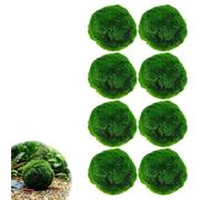 Large Live Moss Balls Decorative - Green Decorative, Natural Aquarium Plants Handmade Ball Vase Fillers for Fish Tank Decor & Ecological Bottles (8 Pcs)