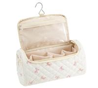 Large Makeup Bag, Portable Cute Cotton Pouch for Travel, Brushes, Curlers, Straighteners, Cosmetics, Jewelry, Bathroom, Gym, Road Trips