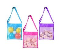 Large Mesh Beach Bag, Foldable Family Tote Bag With Zipper | 3 Pieces Shell Collecting Storage Tote | Mesh Sand Toy Bags With Adjustable Straps For Pool Lake Vacation Travel Outdoor Picnic Camping