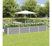 Large Modern Garden Planter Box, 320x80x45cm Steel Rectangular Outdoor Indoor Plant Pot for Patio Balcony Terrace, Light Grey Durable All-Weather Flower Container with Industrial Chic Design