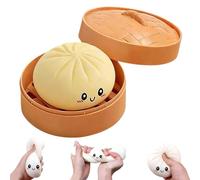 Large Mystery Dumpling Squishy Stress Ball, Dumpling Squishy Toy Mystery Box, Glitter Dumpling Squishy with Steamer Box, Food Steamer Stretchy Desk Toys (B-2)