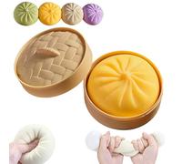 Large Mystery Dumpling Squishy Stress Ball, Dumpling Squishy Toy Mystery Box, Glitter Dumpling Squishy with Steamer Box, Food Steamer Stretchy Desk Toys (A-2)