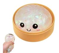 Large Mystery Dumpling Squishy Stress Ball, Dumpling Squishy Toy Mystery Box, Glitter Dumpling Squishy with Steamer Box, Food Steamer Stretchy Desk Toys (C-4)