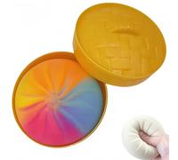 Large Mystery Dumpling Squishy Stress Ball, Dumpling Squishy Toy Mystery Box, Glitter Dumpling Squishy with Steamer Box, Food Steamer Stretchy Desk Toys (D)