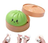 Large Mystery Dumpling Squishy Stress Ball, Dumpling Squishy Toy Mystery Box, Glitter Dumpling Squishy with Steamer Box, Food Steamer Stretchy Desk Toys (B-5)