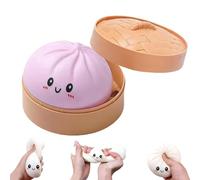 Large Mystery Dumpling Squishy Stress Ball, Dumpling Squishy Toy Mystery Box, Glitter Dumpling Squishy with Steamer Box, Food Steamer Stretchy Desk Toys (B-7)