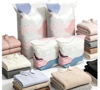 Large No-Pump 3D Vacuum Storage Bags 3-Sec Fast Compression, Heavy-Duty Press and Seal for Clothes, Press & Seal, No Pump Needed, Saves 80% Space, Perfect for Moving, Travel (2L+2M)