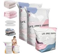 Large No-Pump 3D Vacuum Storage Bags 3-Sec Fast Compression, Press & Seal Roll-Up Compression Bags, Thickened Reusable Space Saver for Clothes, Duvets, Bedding & Travel (2L+M)