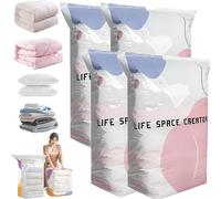 Large No-Pump 3D Vacuum Storage Bags 3-Sec Fast Compression, Press & Seal Roll-Up Compression Bags, Thickened Reusable Space Saver for Clothes, Duvets, Bedding & Travel (4L)