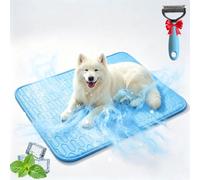 Large Non Gel Cooling Mat for Dogs(XXL-150 x 100 cm), Ice Silk Self-Cooling Pet Pad with Chemical-Free Fabric, Machine Washable & Portable for Crate, Sofa, Floor & Car (l70*50cm,Bleu)