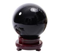 Large Obsidian Crystal Balls Sphere with Wooden Stand,Black Polished Divination Ball,Scrying Quartz Orb for Gifts Family Decorative, Home Office Decor,80mm/3.14in Gemstone Stone
