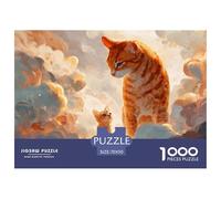 Large Orange Kitten 1000 Pcs Carton Extra-épais Coffret De Puzzles Giant Orange Tabby Cat Anti-Stress Jeu Créatif Puzzles As Birthday Gifts 70x50cm/1000pcs