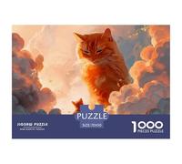 Large Orange Kitten 1000 Pièces Carton Premium Coffret De Puzzles Giant Orange Tabby Cat Stimulant Et Éducatif Jeu Familial Puzzles As Birthday Gifts 70x50cm/1000pcs