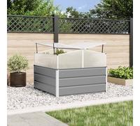 Large Outdoor Planter Box 100x100x77cm, Industrial Style Galvanized Steel Garden Pot for Patio Balcony Terrace, Modern Light Gray Raised Bed for Flowers Plants Vegetables, Durable Easy Assembly