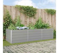 Large Outdoor Planter Box, Modern Light Gray Galvanized Steel Garden Bed for Patio Deck Yard, 195 x 100 x 45 cm Raised Flower Pot, Durable Industrial Style Container for Vegetables Herbs Plants