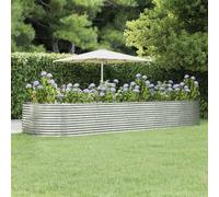 Large Oval Galvanized Steel Raised Garden Bed Planter Box for Vegetables Flowers Herbs, Outdoor Elevated Plant Pot for Patio Balcony Yard, Rust-Resistant Silver Metal Gardening Container 140x68x447cm