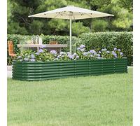 Large Oval Raised Garden Bed Kit, 296x80x36cm Galvanized Steel Elevated Planter Box for Vegetables, Flowers, Herbs, Outdoor Patio Backyard Gardening, Rust-Resistant Green Metal Container