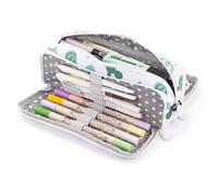 Large Pencil Case Big Capacity 3 Compartments Canvas Pencil Pouch For Teen Boys Girls School Students