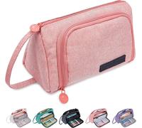 Large Pencil Case, Portable Large Capacity Pencil Case, Makeup Bag Office Stationery Kawaii Bag Cute Pencil Bag For Boys Girls Teens, Pink, School Bag Set