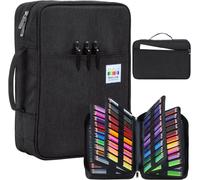 Large Pencil Case Waterproof Pencil Case With 300 Slots, Carry Bag For Watercolor Pencils, Markers, Gel Pens And Colored Pencils, Gift For Students And Artists, Black, Casual
