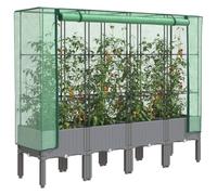 Large Raised Garden Bed with Greenhouse Cover, 160x40x140 cm Elevated Planter Box with Rattan Look, Waterproof PE Cover & Steel Frame for Vegetables Flowers Herbs, Outdoor Balcony Patio Gardening