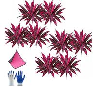 Large Realistic Artificial Boston Fern and Dragon's Blood Tree Plants, 24" UV Resistant Fake Outdoor Red Cordyline Ti Plants, Vibrant Pink Purple Faux Foliage for Garden Yard Home Porch Decor (8PCS)