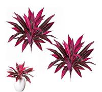 Large Realistic Artificial Boston Fern & Dragon's Blood Tree Plants,with Vibrant Pink & Purple Faux Foliage,UV Resistant Artificial Boston Ferns for Home Garden Patio Wedding Balcony Decor (2PCS)