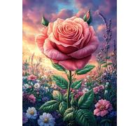 Large Rose dans une prairie en fleurs 300 Pieces Casse-tête Famille En Carton Haute Qualité Paysages et science-fiction Difficulté Moyenne Activité Familiale Voyage Déplacement Cadeau Noël Pas Cher 30