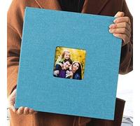 Large Self Adhesive Photo Album for Wedding/Family/Couples Linen Cover 40 Pages Magnetic Christmas Gift Baby Growth (Blue)