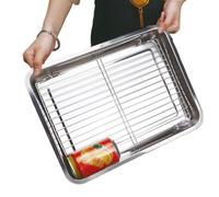 Large Sheet Pans - Thick Metal Bakeware with Cooling Rack for Even Heating, Easy Cleaning with Multipurpose Function, Cooking Sheets for Bread Meat Vegetables, Silver Colored