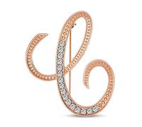 Bling Jewelry Large Statement ABC Pave Crystal Cursive Script Monogram Letters Alphabet Initial C Scarf Lapel Pin Brooch for Women Rose Gold Plated