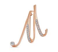 Bling Jewelry Large Statement ABC Pave Crystal Cursive Script Monogram Letters Alphabet Initial M Scarf Lapel Pin Brooch for Women Rose Gold Plated