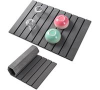 Large Stone Drying Mat for Kitchen Counter, Diatomaceous Earth Collapsible Dish Drying Mat, Quick Drying Mat for Dishes, Bottles and Cups,Quick-Dry Absorbent Bath & Countertop Mat (60x39cm,Grey)