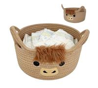 Large Storage Basket, Washing Basket For Laundry, Cotton Rope Cow Space Saving | Nursery Decor Baskets For Organizing Home Living Room Bathroom Playroom Farmhouse Kids Toy Snack Blanket Book